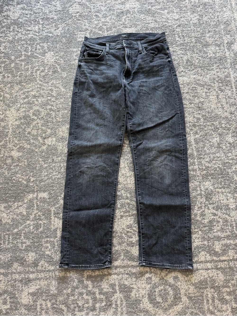 MOTHER Straight-Leg Jeans in Washed Black